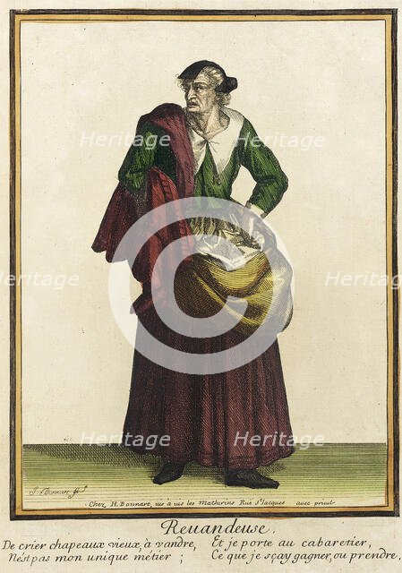 Recueil des modes de la cour de France, 'Reuandeuse', between 1675 and 1685. Creators: Jean-Baptiste Bonnart, Henri Bonnart.