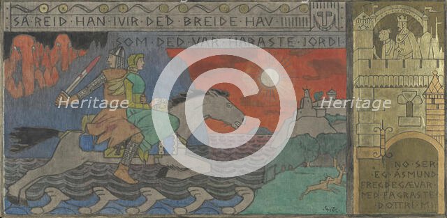 Asmund and the Princess riding Home, Between 1902 and 1904. Creator: Gerhard Munthe.