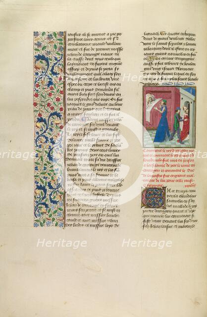 King Peter of Aragon on his Deathbed, c1387; Chroniques (Book Three), about 1480-1483. Creator: Master of the Copenhagen Caesar.