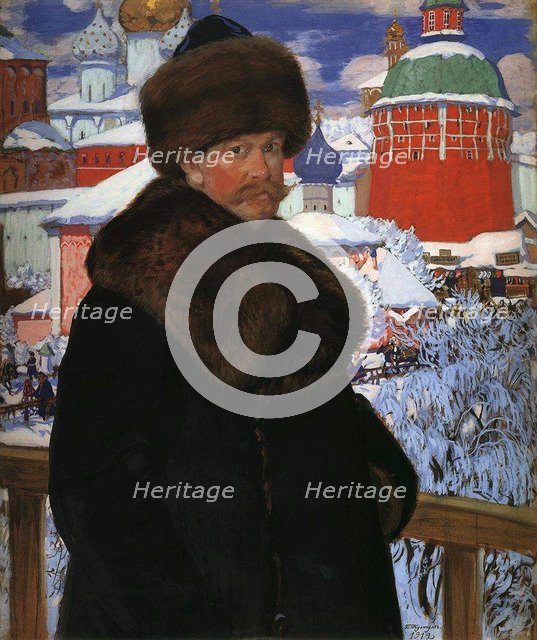 Self-Portrait', 1912. Creator: Kustodiev, Boris Michaylovich (1878-1927).