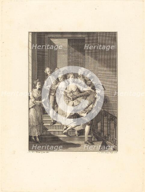Saint-Preux sort de chez des femmes du monde, 1776. Creator: Nicolas Delaunay.