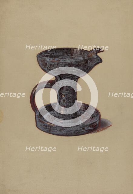 Lard Lamp, c. 1937. Creator: Max Soltmann.