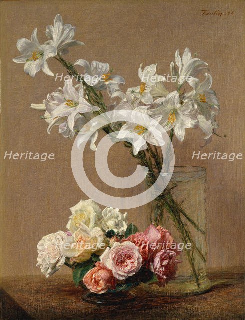 Roses and Lilies, 1888. Creator: Henri Fantin-Latour.
