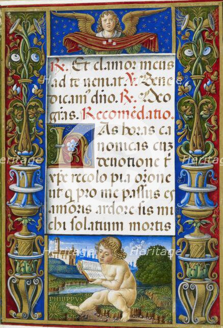 An angel holding dice on Christ's robe, and St. Philip represented as a putto, 1490-1520.  Creator: Giovan Pietro Birago.