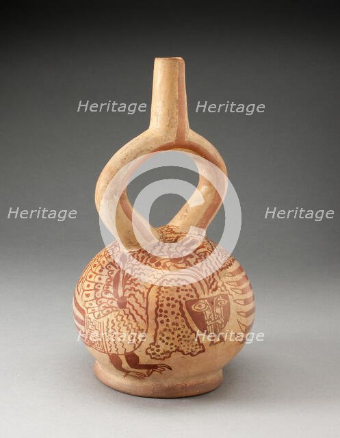 Stirrup Spout Vessel with Fineline Bird Motifs, 100 B.C./A.D. 500. Creator: Unknown.