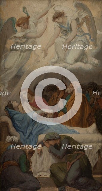 Esquisse pour l'église Saint-Sulpice : La Mort de la Vierge, 1869. Creator: Emile Jean Baptiste Philippe Bin.