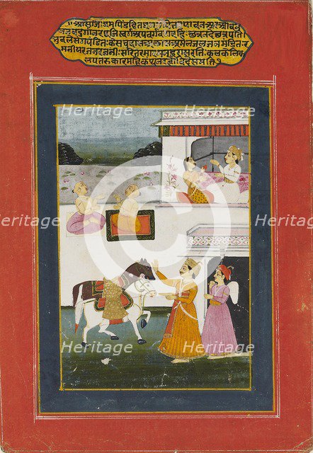 Courtly scene from a Baramasa series, 19th century. Artist: Unknown.