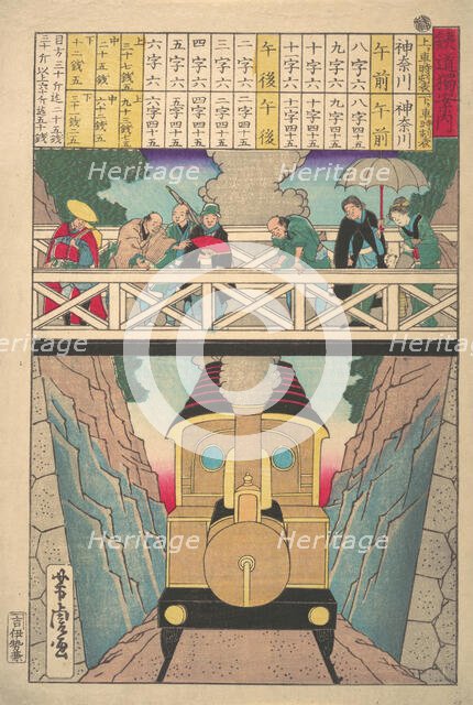 Solitary Traveler's Guide to Railway, 19th century. Creator: Utagawa Yoshitora.