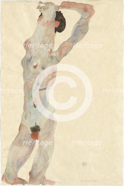 Male nude, 1912. Creator: Schiele, Egon (1890-1918).