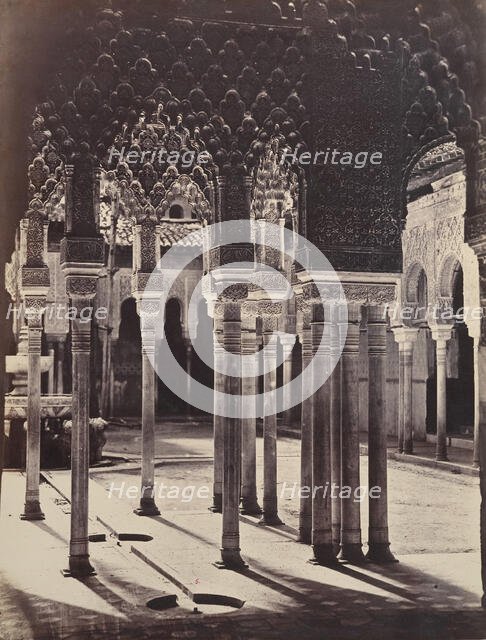 [The Lion Court at the Alhambra, Viewed from Beneath the Portico Temple], 1862. Creator: Charles Clifford.