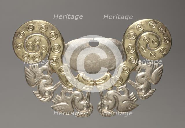 Nose Ornament with Serpents and Long-necked Birds, c. 100-300. Creator: Unknown.