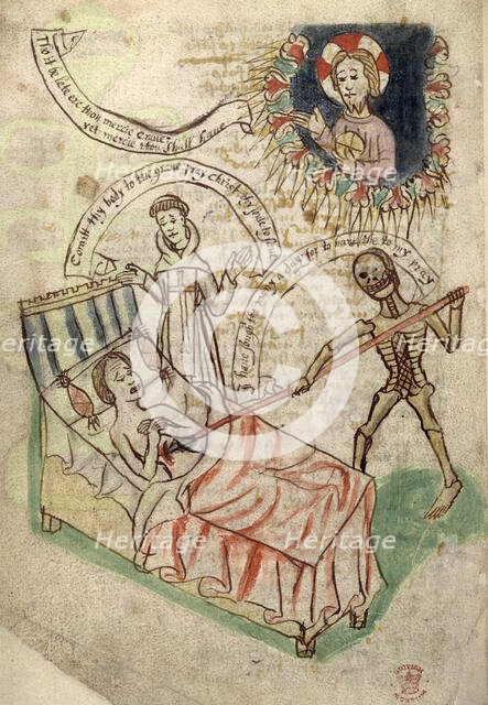 Man dying of the plague, 14th-15th century. Creator: Unknown.