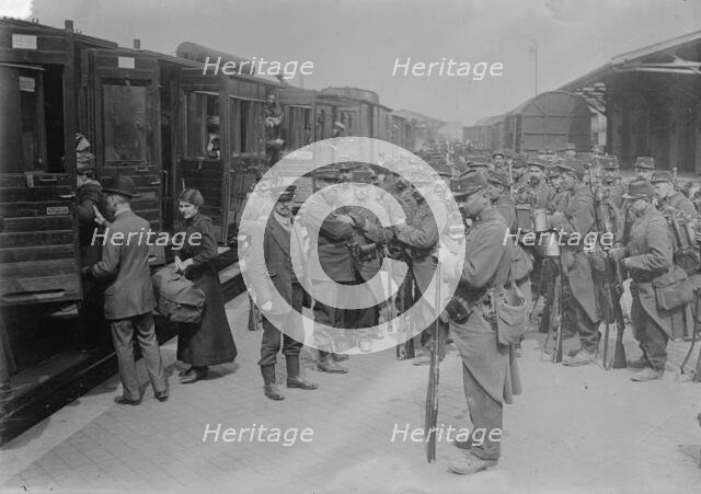 Extra-territorial French troops, Dunkerque, 1914. Creator: Bain News Service.