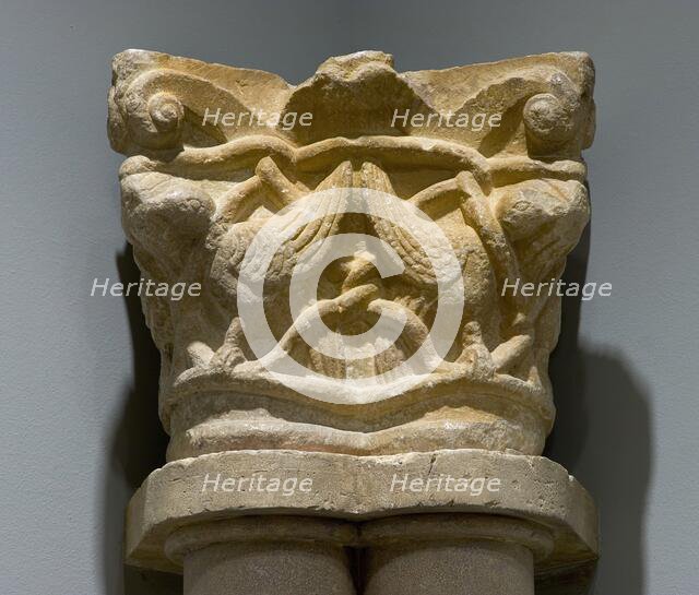 Capital Fragment with Addorsed Birds and Interlace, between 1160 and 1200. Creator: Unknown.