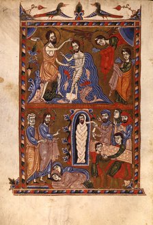 The Baptism of Christ. The Raising of Lazarus (Manuscript illumination from the Matenadaran Gospel),