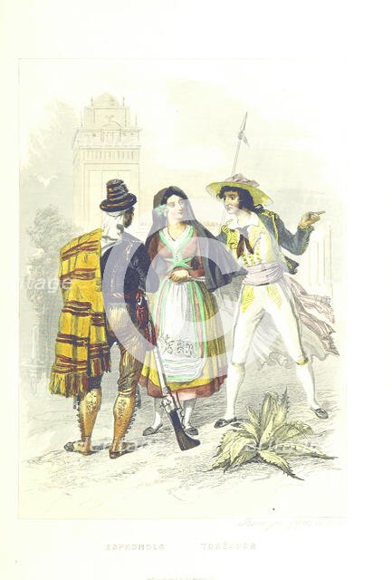 Spaniards - Toreador, 1858.  Creators: Rouargue Brothers, Émile Rouargue, Adolphe Rouargue.