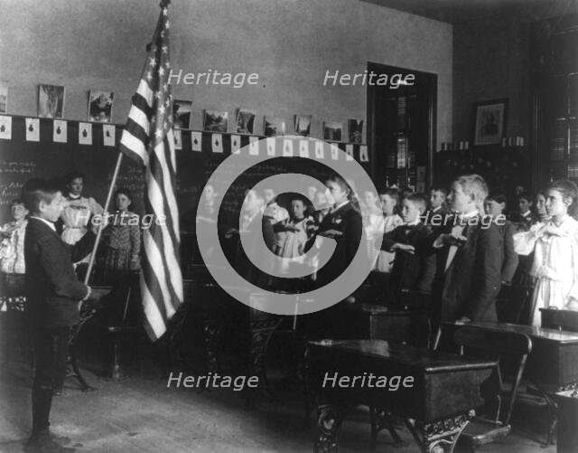 Pledge of allegiance to the flag, 8th Division, (1899?). Creator: Frances Benjamin Johnston.