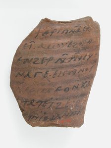 Ostrakon with a Letter from John, Coptic, 600. Creator: Unknown.