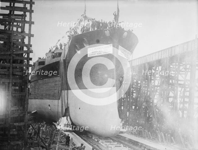 Launch of USS Pensylvania, between c1910 and c1915. Creator: Bain News Service.