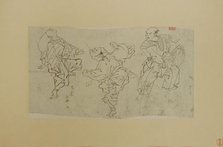 Three Kyogen Dancers, late 19th century. Creator: Kawanabe Kyosai.