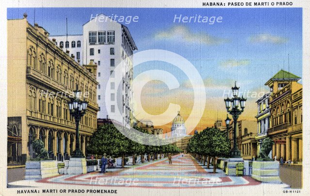Marti or Prado Promenade, Havana, Cuba, 1940. Artist: Unknown
