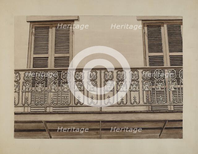 Cast Iron Balcony Rail, c. 1936. Creator: Lucien Verbeke.