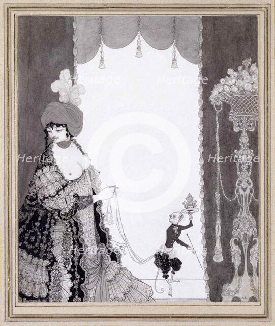 The Lady with the Monkey, 1897. Creator: Beardsley, Aubrey  .