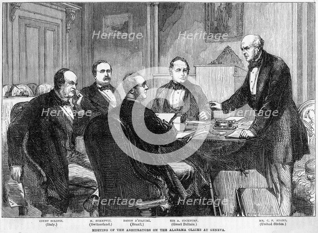 Meeting of the arbitrators on the Alabama Claims, Geneva, Switzerland, c1865-c1870. Artist: Unknown