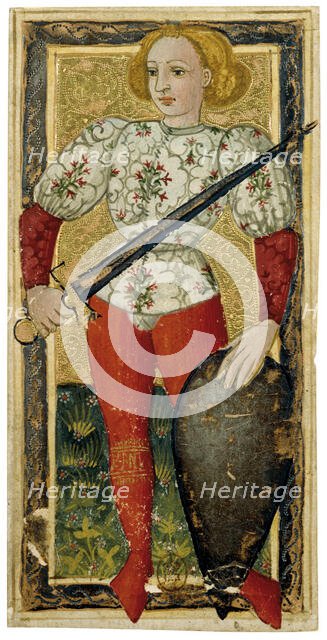 Page of Swords. Charles VI Tarot, ca 1460. Creator: Apollonio di Giovanni di Tommaso (ca. 1415-1465).