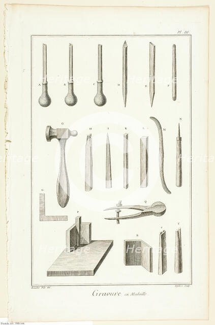 Medal Engraving, from Encyclopédie, 1762/77. Creator: A. J. Defehrt.