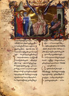 Holy Women at Christ' s Tomb (Manuscript illumination from the Matenadaran Gospel), 1286.