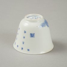 Polychrome and underglaze blue month cup with enamel decoration, 1980s. Artist: Unknown.