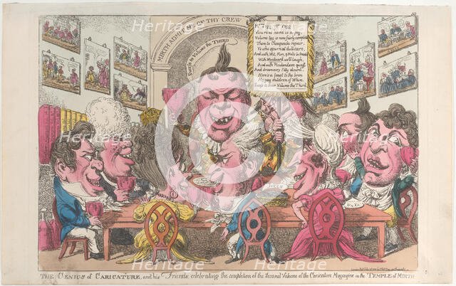 The Genius of Caricature, and his Friends, celebrating the completion of the Secon..., July 2, 1808. Creator: Unknown.