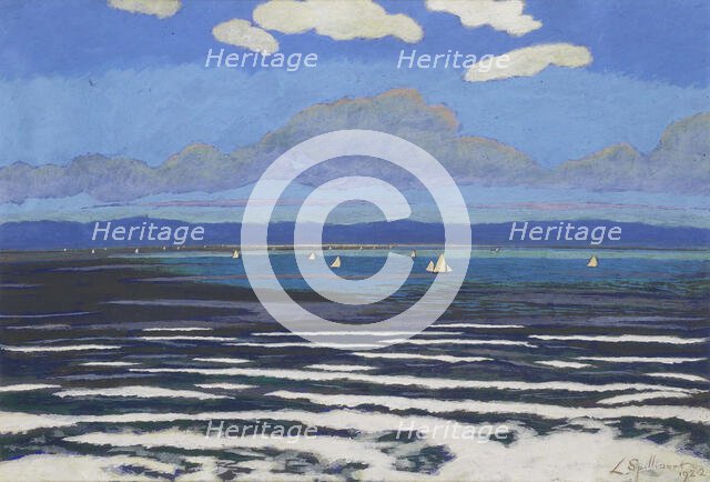 Seascape with White Sails, 1922. Creator: Spilliaert, Léon (1881-1946).