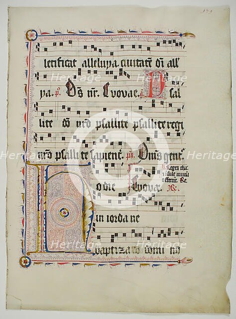 Manuscript Leaf with Initial H, from an Antiphonary, German, second quarter 15th century. Creator: Unknown.