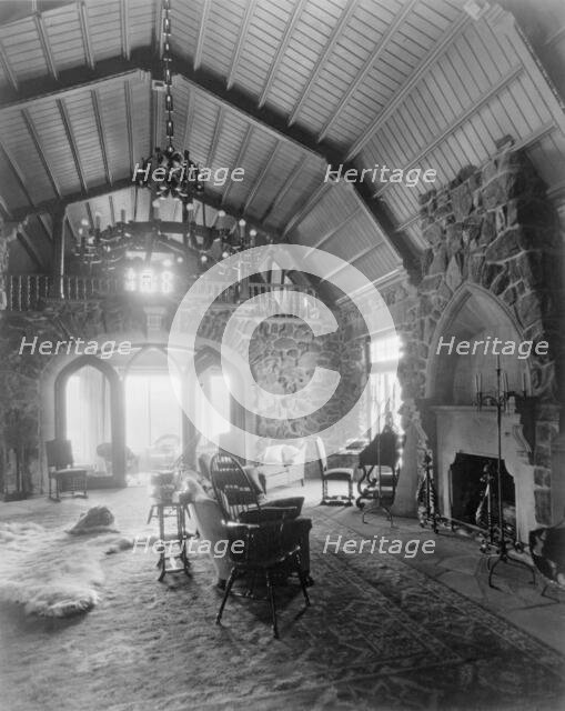 Interior of the stone mountain lodge of Mrs. Paul T. Mayo, Bear Creek Can~on...c1903 - 1923. Creator: Frances Benjamin Johnston.