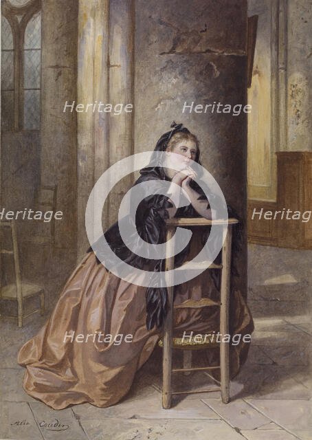 Woman Kneeling in Prayer, 1864. Creator: Alexandre Couder.