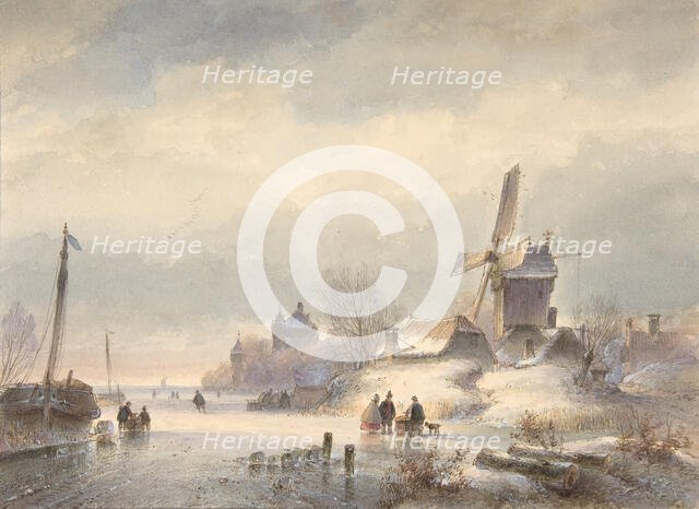 Winter Landscape with Frozen River, 19th century. Creators: Lodewijk Johannes Kleijn, Pieter Rudolph Kleyn.