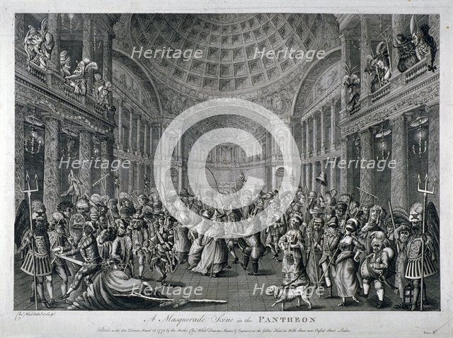 Scene of a masquerade at the Pantheon, Oxford Street, Westminster, London, 1773. Artist: Charles White