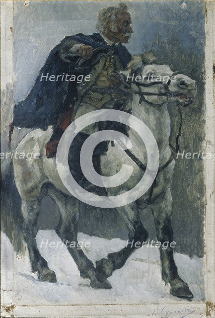Alexander Suvorov on horseback, 1897-1898. Artist: Surikov, Vasili Ivanovich (1848-1916)