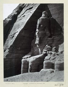 Seated colossus of Rameses II, Temple of Abu Simbel, Egypt, c1860-1890. Artist: Frank Mason Good