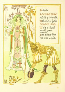 Behold London Pride robed & crowned, Ushered in by the Golden Rod...,  1899. Creator: Walter Crane.