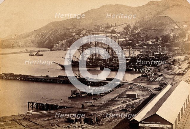 Lyttelton, New Zealand: the port and town from Sumner Road, between 1800 and 1899. Creator: Unknown.