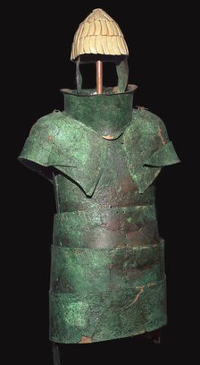 Set of Mycenaean armour with cuirrass and helm, c.16th century BC. Artist: Unknown