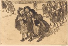 Girls Coming from School (Gamines sortant de l'ecole), 1911. Creator: Theophile Alexandre Steinlen.