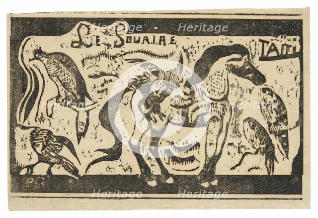 A Horse and Birds, headpiece for Le sourire, 1899. Creator: Paul Gauguin.