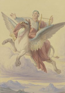 Goethe's Apotheosis, (design for a standard at Goethe's Jubilee in 1849), 1849. Creator: Eduard von Steinle.