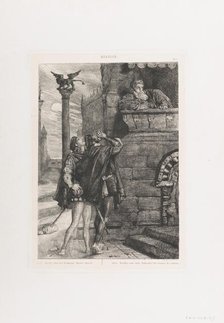 Owake! what ho! Brabantio! thieves! thieves!: plate 1 from Othello (Act 1, Scene 1), 1844. Creator: Theodore Chasseriau.