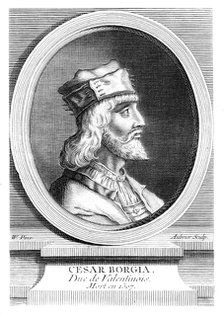 Cesare Borgia, Duke of Valentinois, Italian military leader.Artist: Aubrier