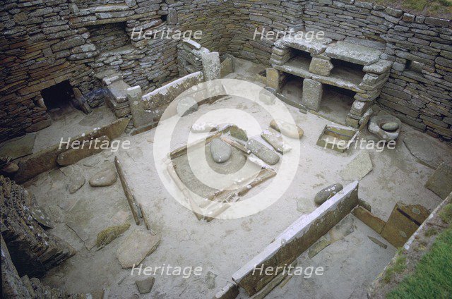 Interior of Neolithic Hut. Artist: Unknown
